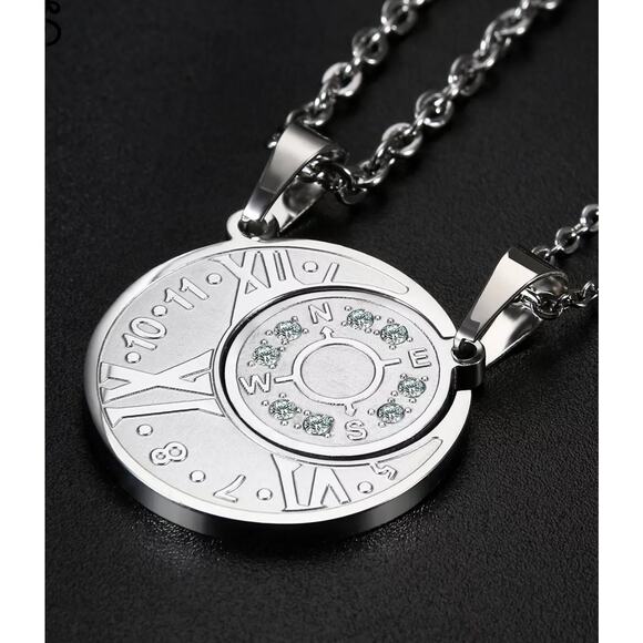 Stainless Steel 2pc Couples Match Numerical‎ Sun & Moon Astro Necklaces - Picture 1 of 6